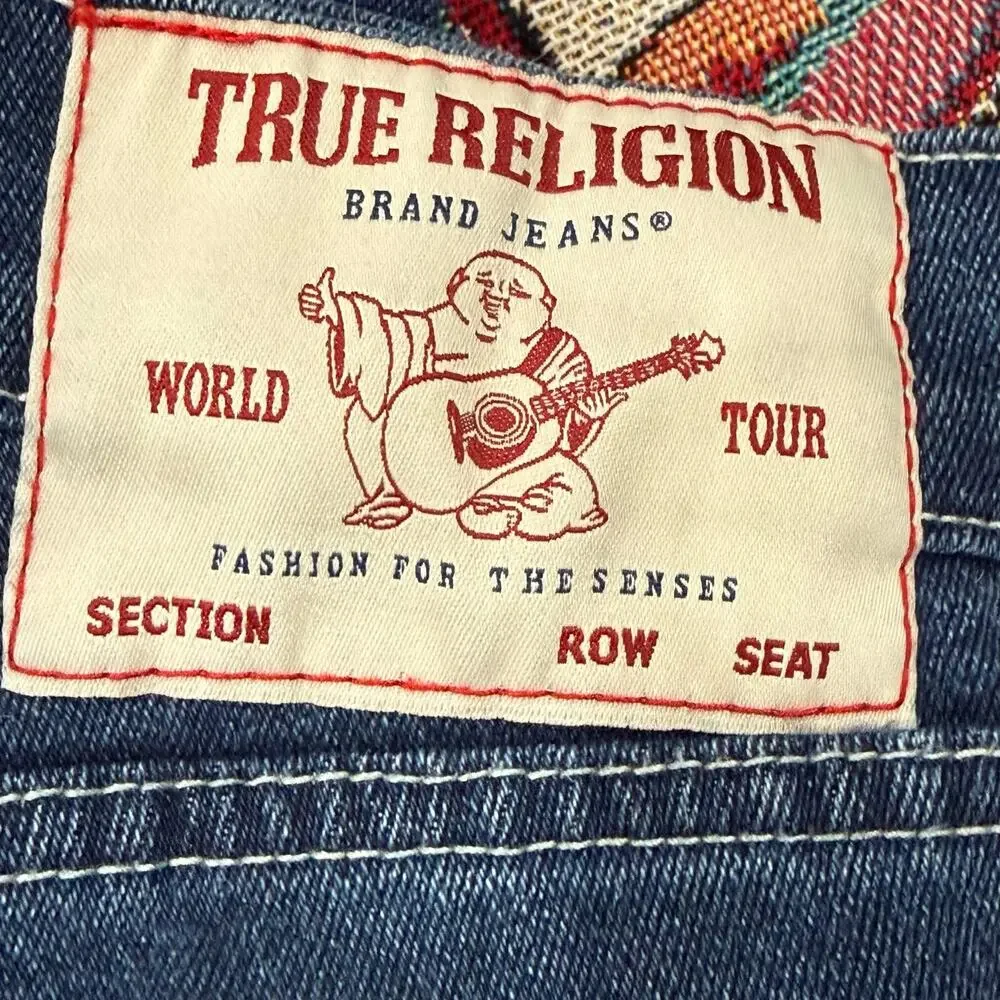 True Religion Bobby Relaxed Baggy Mens Denim Blue Jeans Size 36 38 x 31